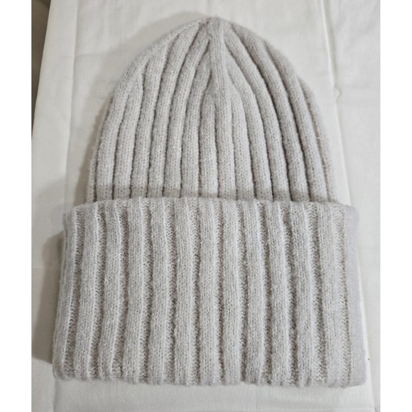 Maeve by Anthropologie Ribbed Knit Beanie Hat Light Beige - Picture 2 of 6